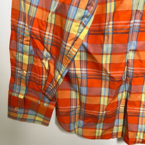 NWT Paul & Shark Yachting Button Down Dress Shirt Orange Plaid Men’s size XL - Picture 9 of 11